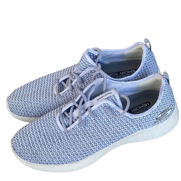 Skechers Knit Sneakers Air-Cooled memory Foam Grey/White Lace Up Men’s Size 11 - Picture 1 of 8